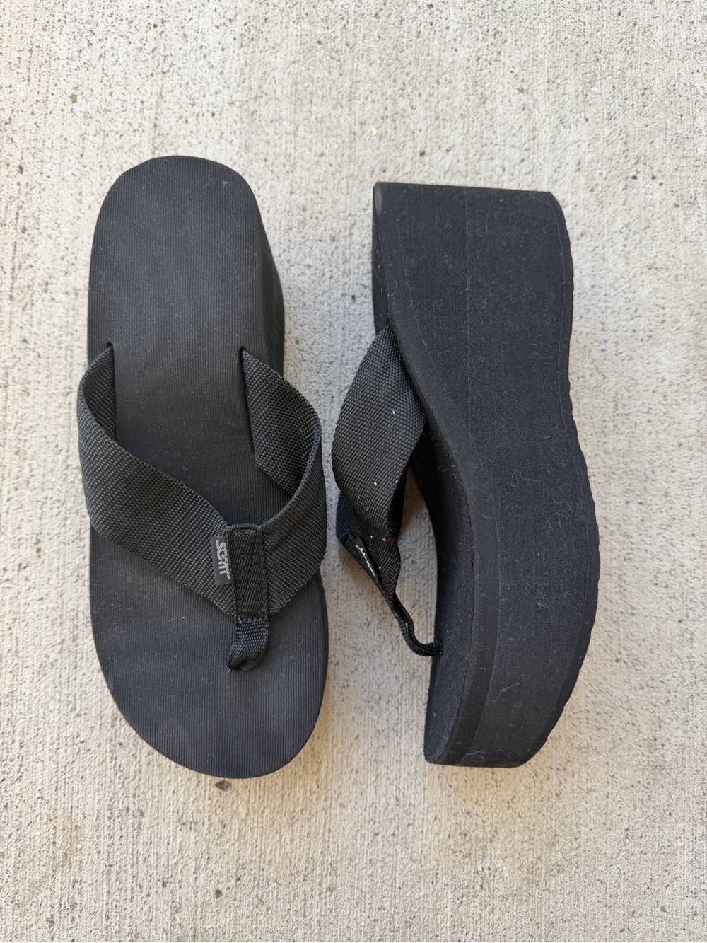 Scott Wedge Platform Black Wedge Platform Flip Flop Sandals Women's Size 7